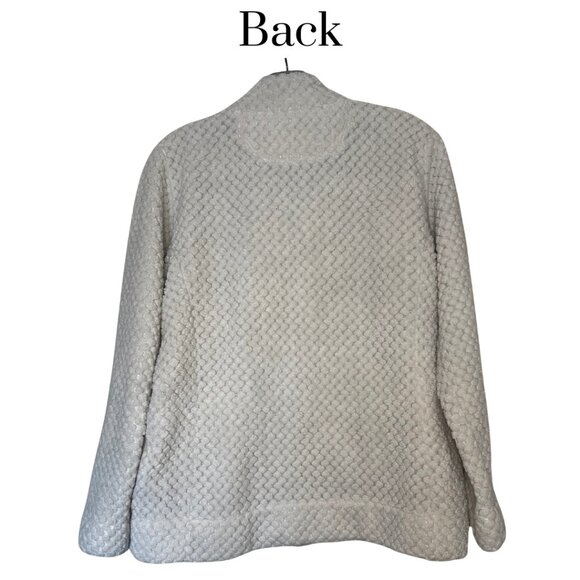 Calvin Klein Women’s Off-White Textured Fleece Zip Jacket Size Large EUC - Picture 3 of 10